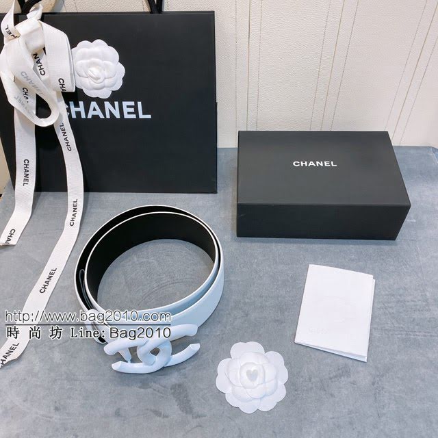 Chanel女士皮帶 香奈兒cc烤漆logo扣雙面可用小牛皮腰帶  jjp1146
